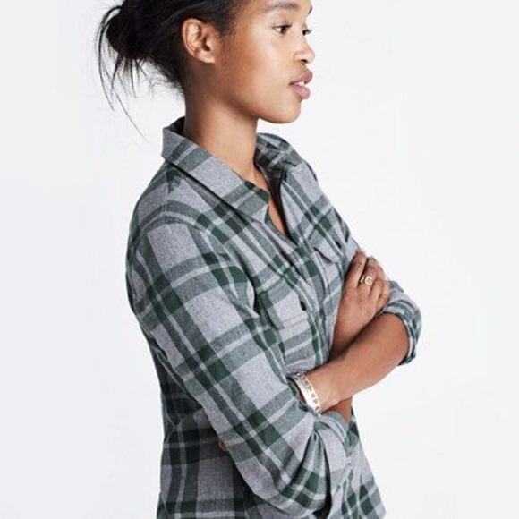 MADEWELL Flannel Zip Popover Washburn Plaid {ZZ8} - Picture 2 of 8